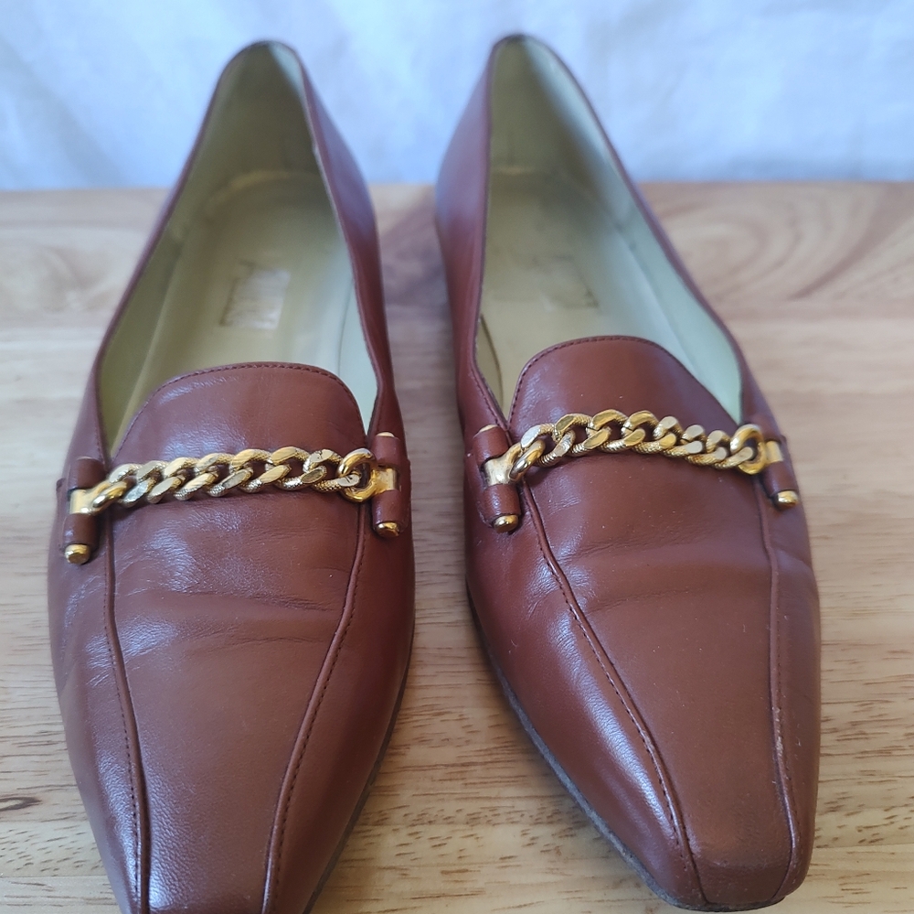 Allure Flats Shoes Chains Gold T100038 7 1/2 M Brown